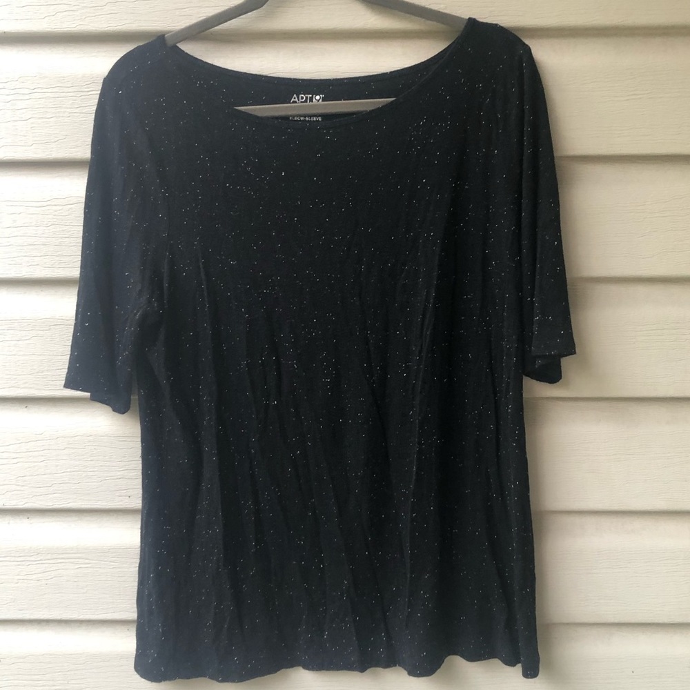 XL Apt 9 Short Sleeve Black Top with White Speckle